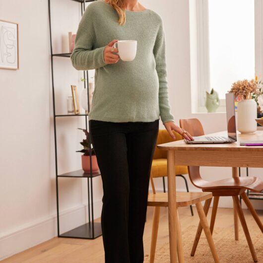 Wide Leg Trousers, Occasion Wear, for Maternity black dark solid