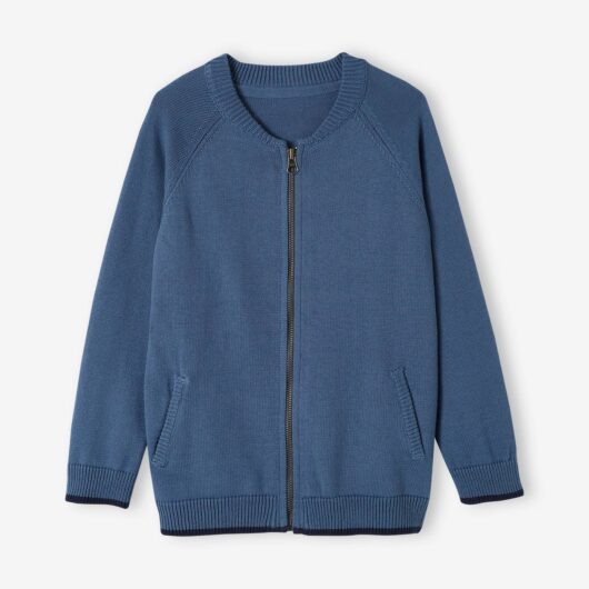 Zipped Varsity Jacket for Boys grey blue