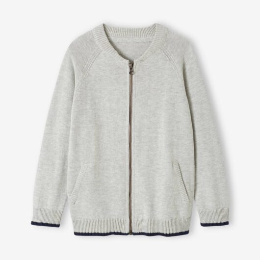 Zipped Varsity Jacket for Boys marl grey