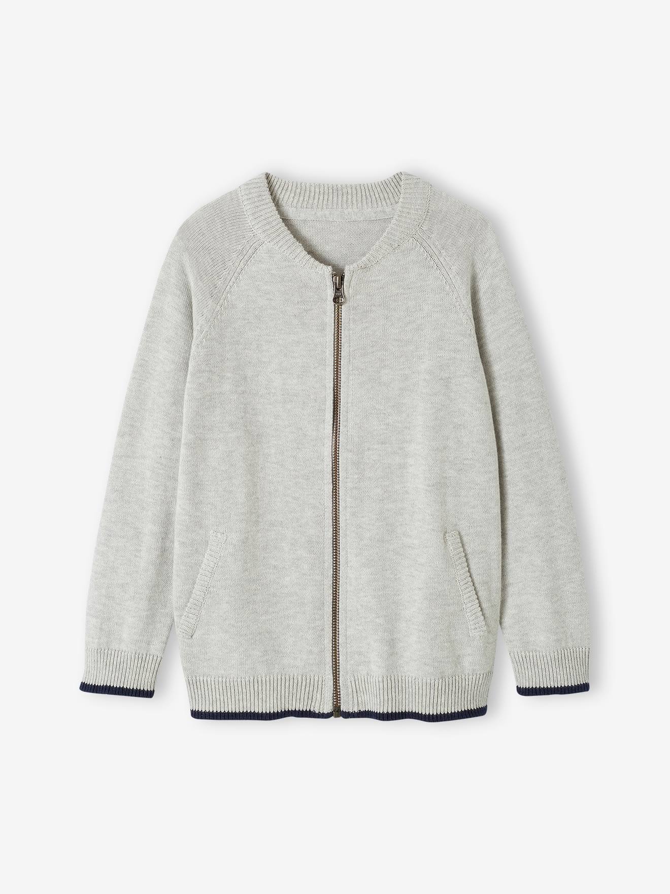 Zipped Varsity Jacket for Boys marl grey