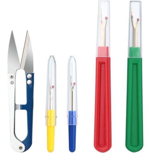 4-Piece Seam Unpicker Set, Large and Small Thread Remover, Thread Cutter Remover, Quick Seam Unpicker for Sewing, Stitch Unpicker, Storage Bag, for