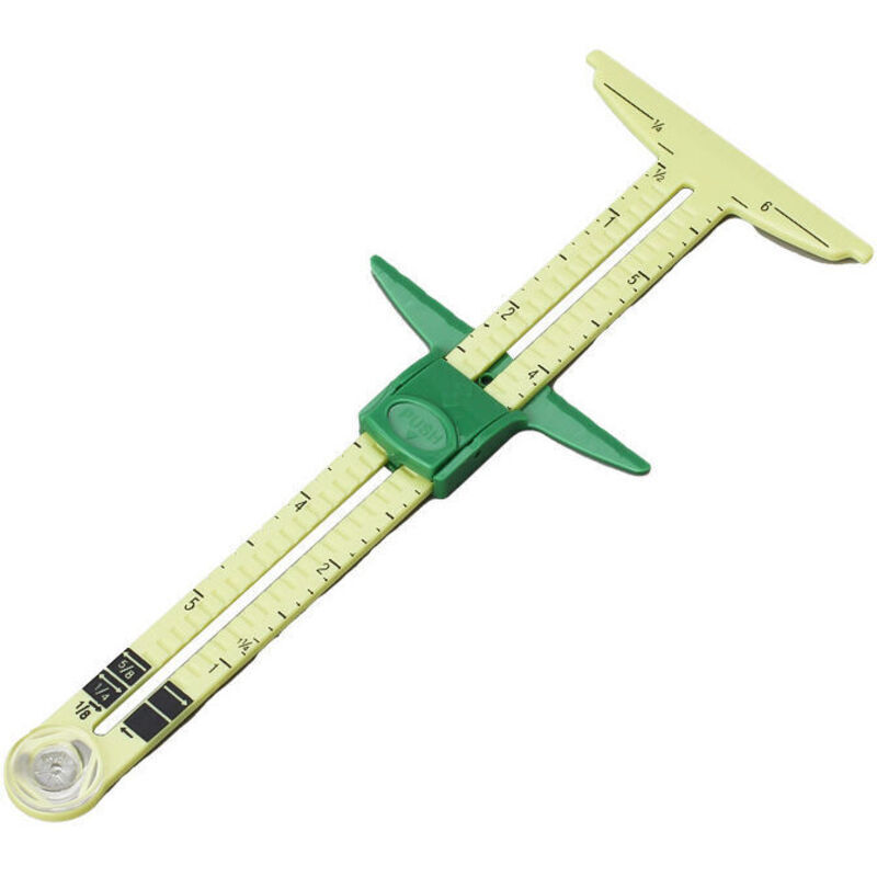 5-in-1 Plastic Sliding Ruler: Sewing, Patchwork, Tailoring, Household Accessories, Buttonhole Spacer, Seam Allowance, Hem Gauge, Circular Compass