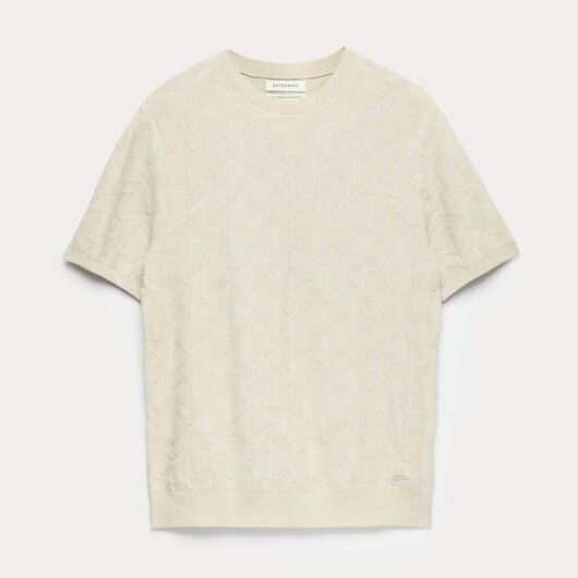 Autograph Mercerised Cotton Geometric Knitted T-shirt Light Natural