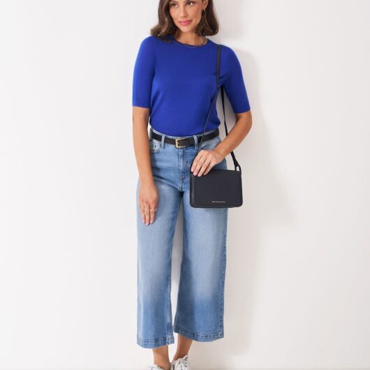 Crew Clothing Pure Merino Wool Knitted Top Bright Blue