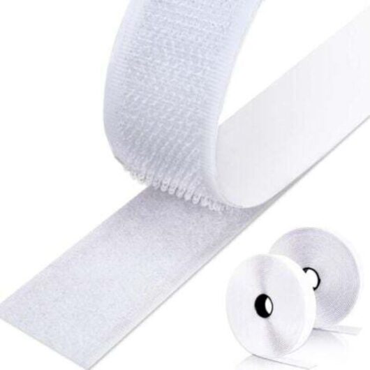 Double-Sided Hook and Loop Tape 4.8M x 2CM, Strong Hook and Loop Adhesive Strip for DIY, Sewing, Carpets, Fabric - White