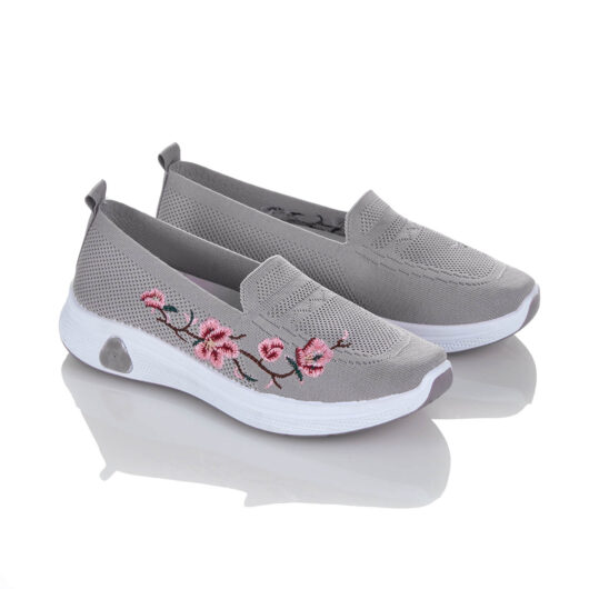 Grey 4 Embroided Fly Knit Shoes
