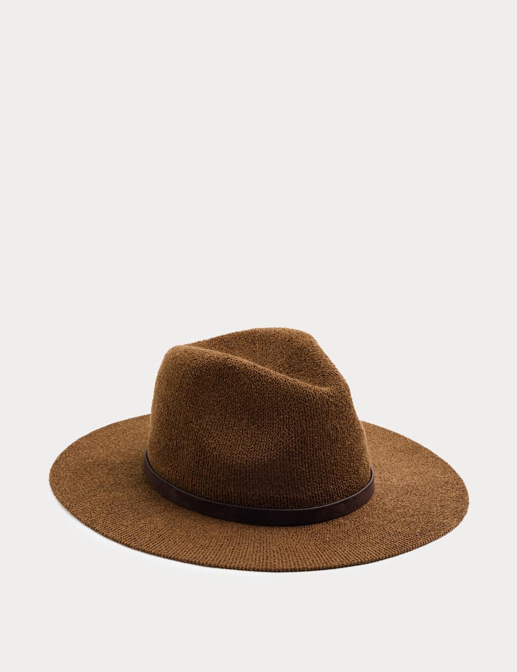 M&S Knitted Broad Brim Hat Brown