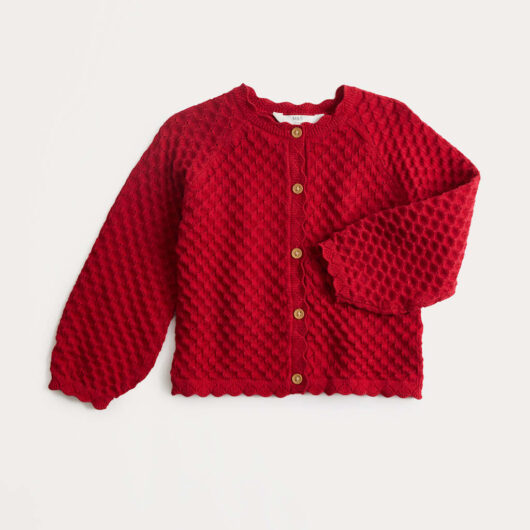 M&S Pure Cotton Pointelle Cardigan (2-8 Yrs) Rouge