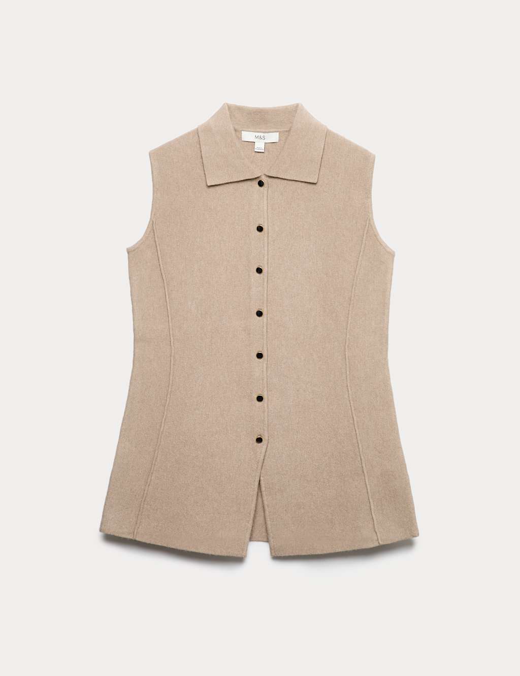 M&S Soft Touch Longline Knitted Waistcoat Cappuccino
