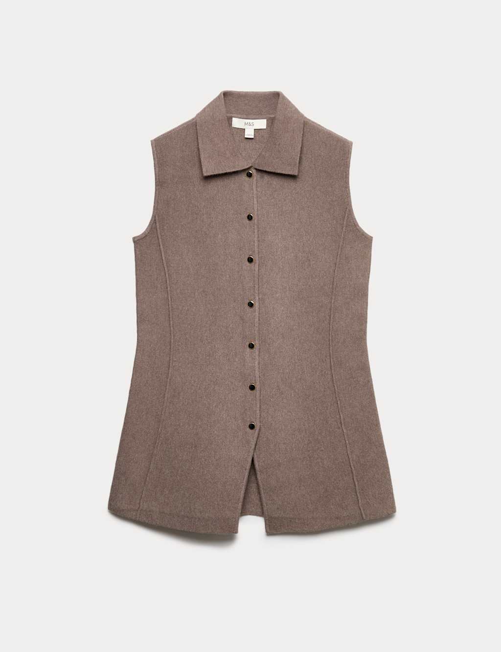 M&S Soft Touch Longline Knitted Waistcoat Nutmeg