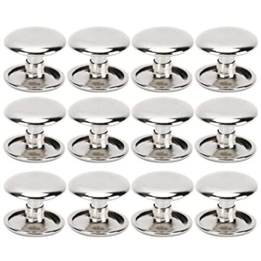 Pack of 200 double-headed metal tubular rivets for leather, repair, bags, belts, shoes, sewing, decoration, 12 x 10 mm (silver)