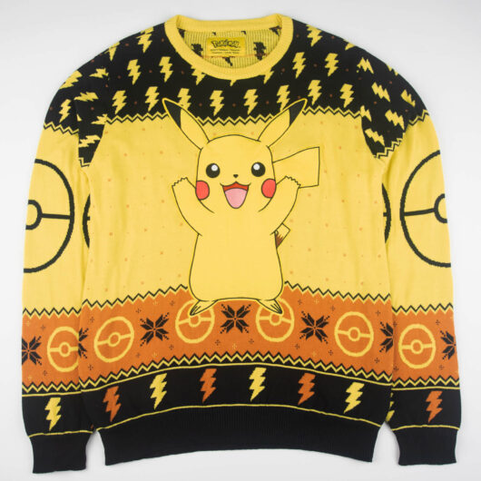 Pokémon Pikachu Christmas Knitted Jumper Black - XL