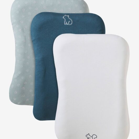 Set of 3 Changing Mattress Covers grey blue