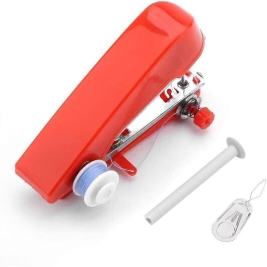 Suitable for Beginners, Mini Portable Hand Sewing Machine, Children's Sewing Machine with Sewing Accessories for Beginners, Home, Travel and DIY (Red)