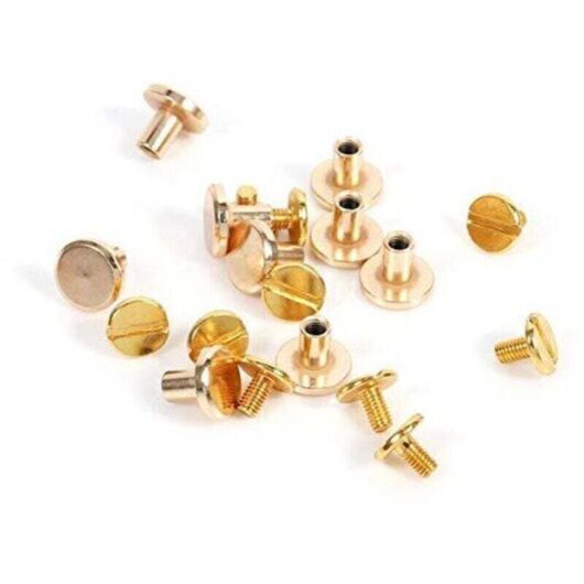 10 Sets 5/6.5/8mm Solid Brass Rivets for Leather Craft Belt Flat Screws Solid Brass Stud Head Rivets for DIY Leather Decoration Binding (8mm)