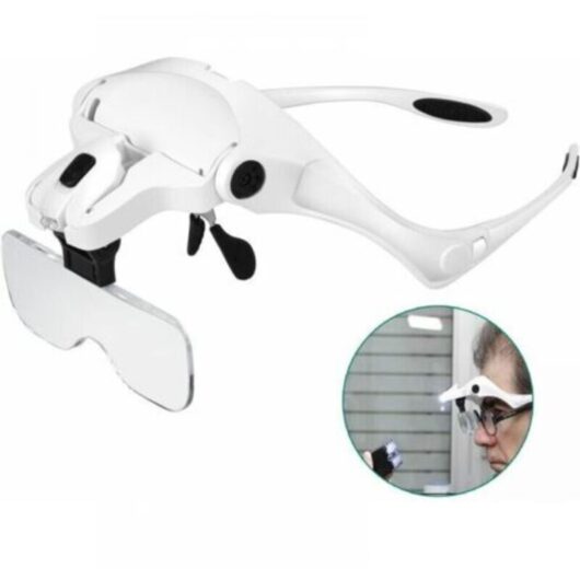 2 LED Magnifier - Illuminated Lens Magnifying Glass for Reading, All Precision Work, Repairs, Sewing, Jewelry, Watches and Crafts - 5 Detachable