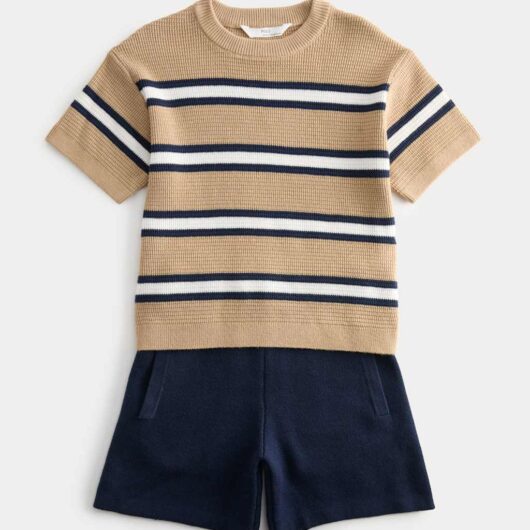 2 Piece Pure Cotton Knitted Outfit (2-10 Yrs) Navy