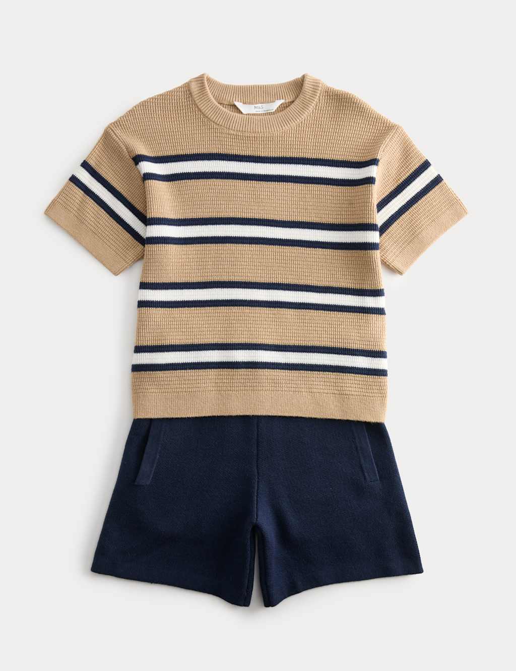 2 Piece Pure Cotton Knitted Outfit (2-10 Yrs) Navy