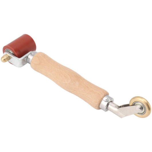 40mm Silicone Sewing Roller, Dual Purpose, Brass Wheel, Wooden Handle, Wallpaper, Flat Sewing Roller for Welding PVC TPO Red