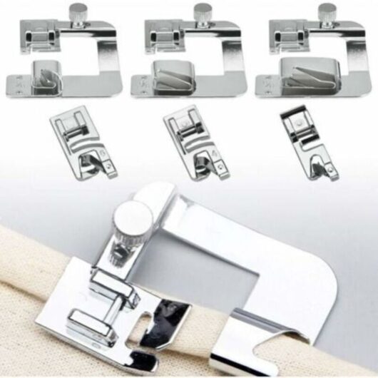 6 Pieces Sewing Machine Accessories Hemmer Foot 4/8" 13mm 6/8" 19mm 8/8" 25mm
