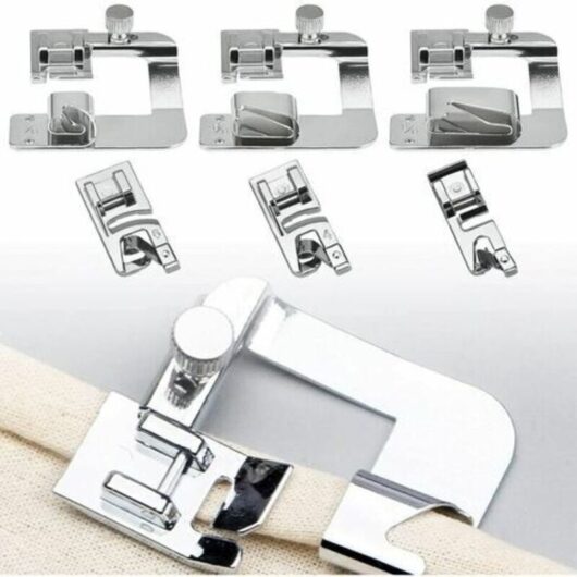 6 Pieces Sewing Machine Presser Foot Hemmer Foot Sewing 4/8 6/8 8/8in Rolled Hem Presser Foot 3/4/6mm Foot