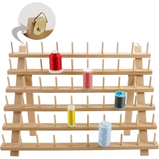 60 Wooden Thread Spool Holders/Thread Holders/Spool Organizer with Hanging Hooks for Embroidery, Quilting, Sewing, Hair Braiding