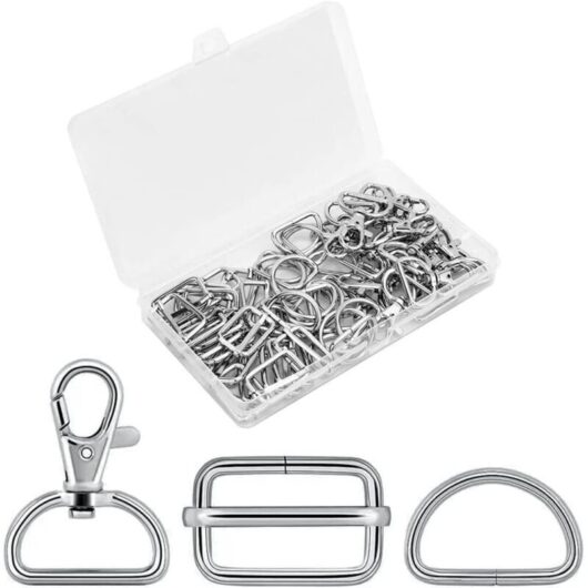 60pcs Handbag Snap Hooks, Sewing Accessories, Swivel Snap Hooks, Tri-Glide Metal Buckle + D-Rings + Swivel Hooks, DIY Accessories