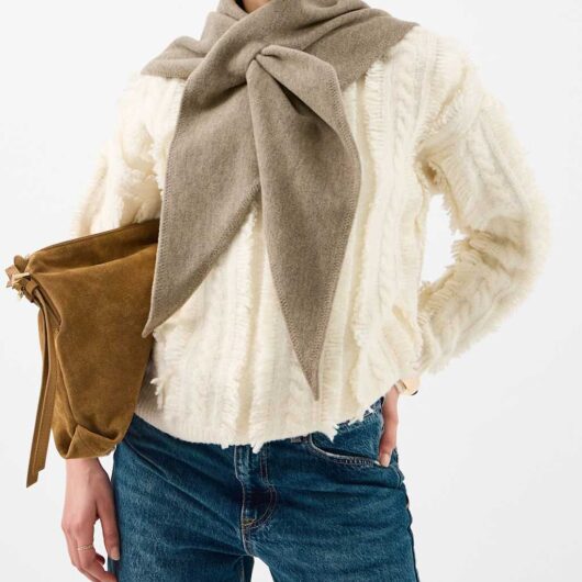 ACCESSORIZE Knitted Large Triangle Scarf Natural