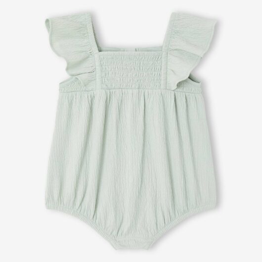 Baby girl sleepsuit in organic cotton aqua green