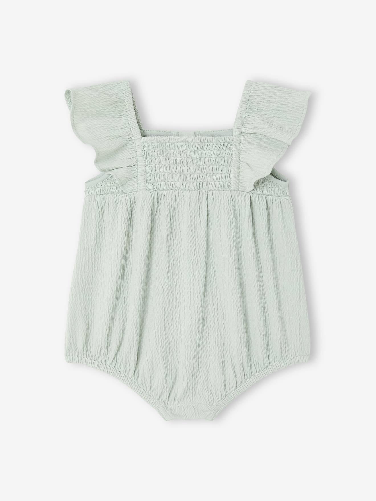 Baby girl sleepsuit in organic cotton aqua green