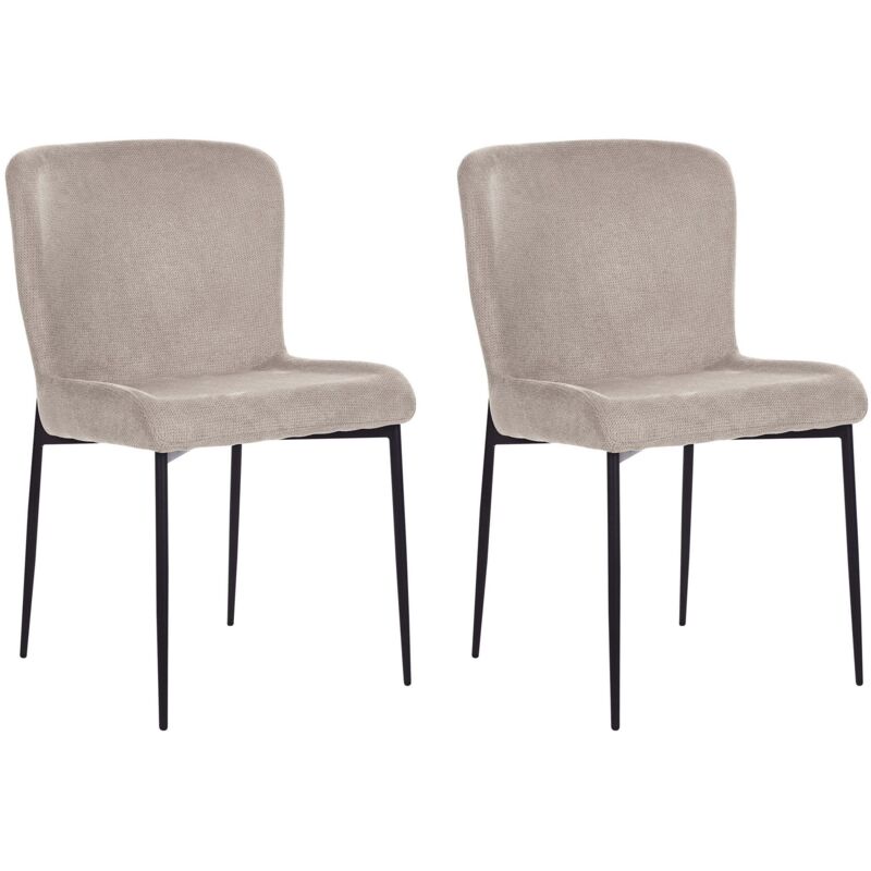Beliani - Set of 2 Fabric Dining Chairs Black Polyester Knitted Texture Taupe Beige and Grey Ada