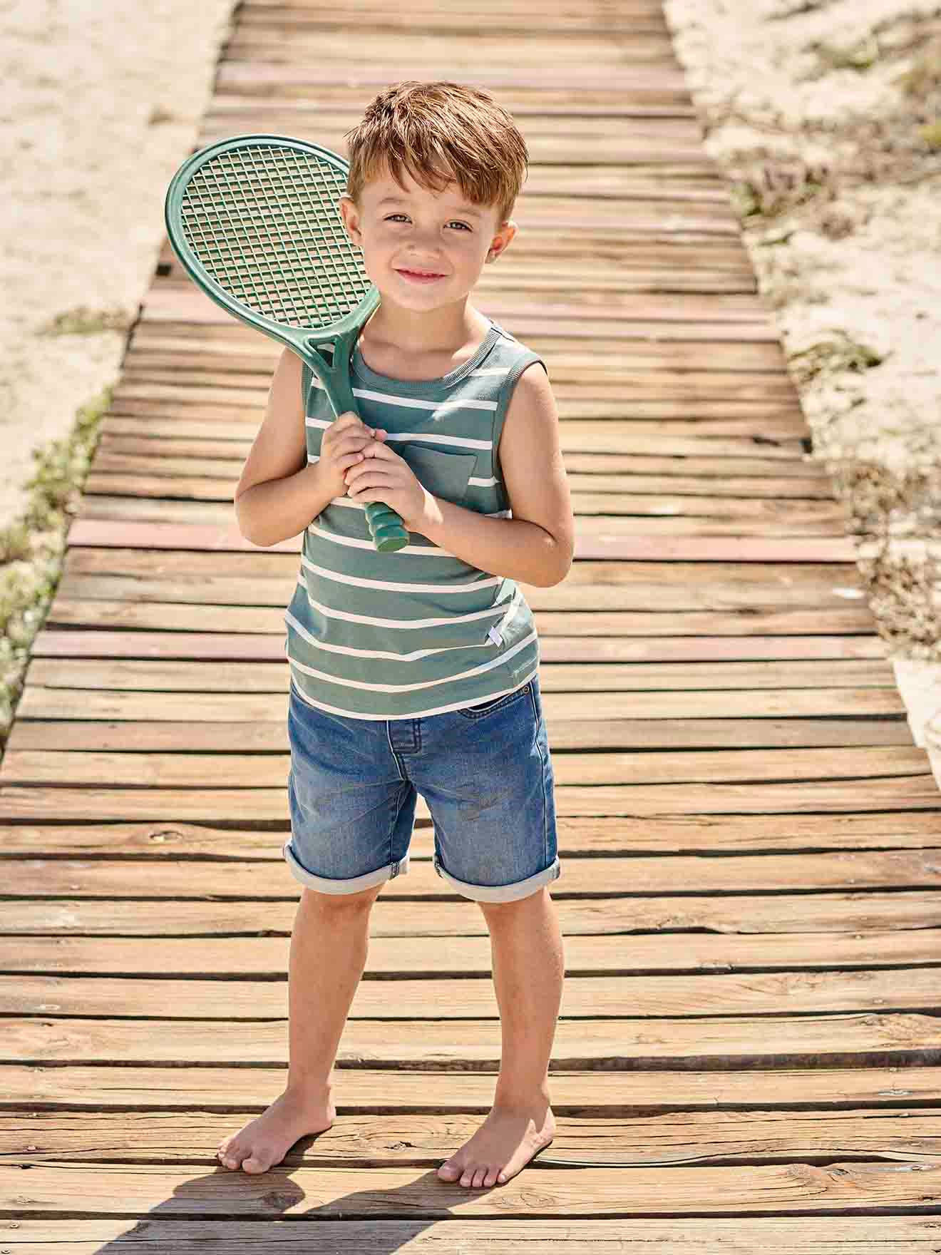 Bermuda Shorts in Denim-Effect Fleece for Boys, Easy to Put On double stone