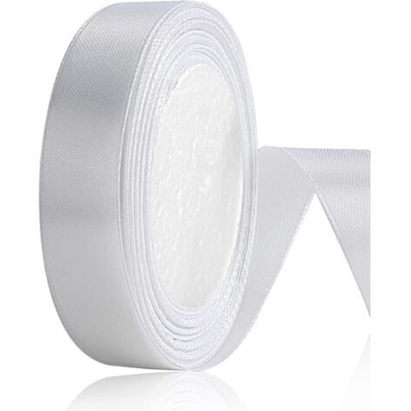 (Blance) Satin Ribbon, 20 mm x 22 m Double-Faced White Satin Polyester Ribbon, Gift Wrapping Ribbon, Gift Ribbon, White Ribbon for Cake Decoration,