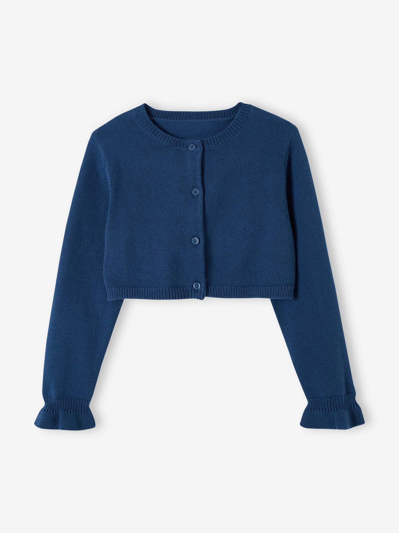 Bolero Cardigan for Girls chambray blue