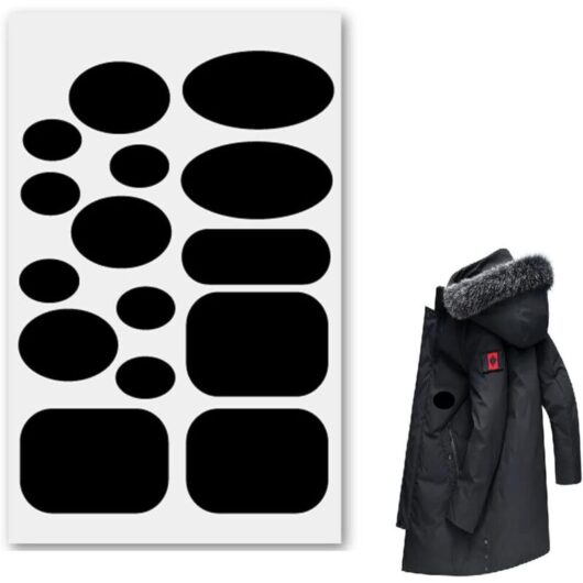 CCYKXA Down Jacket Repair Kit, 15-Piece Repair Patches for Down Jackets, Nylon Fabric, Self-Adhesive, Waterproof and Tear-Resistant for Repairing