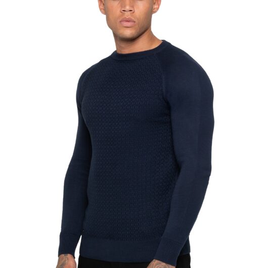Enzo | Mens Crew Neck Knit Jumper - Navy / S
