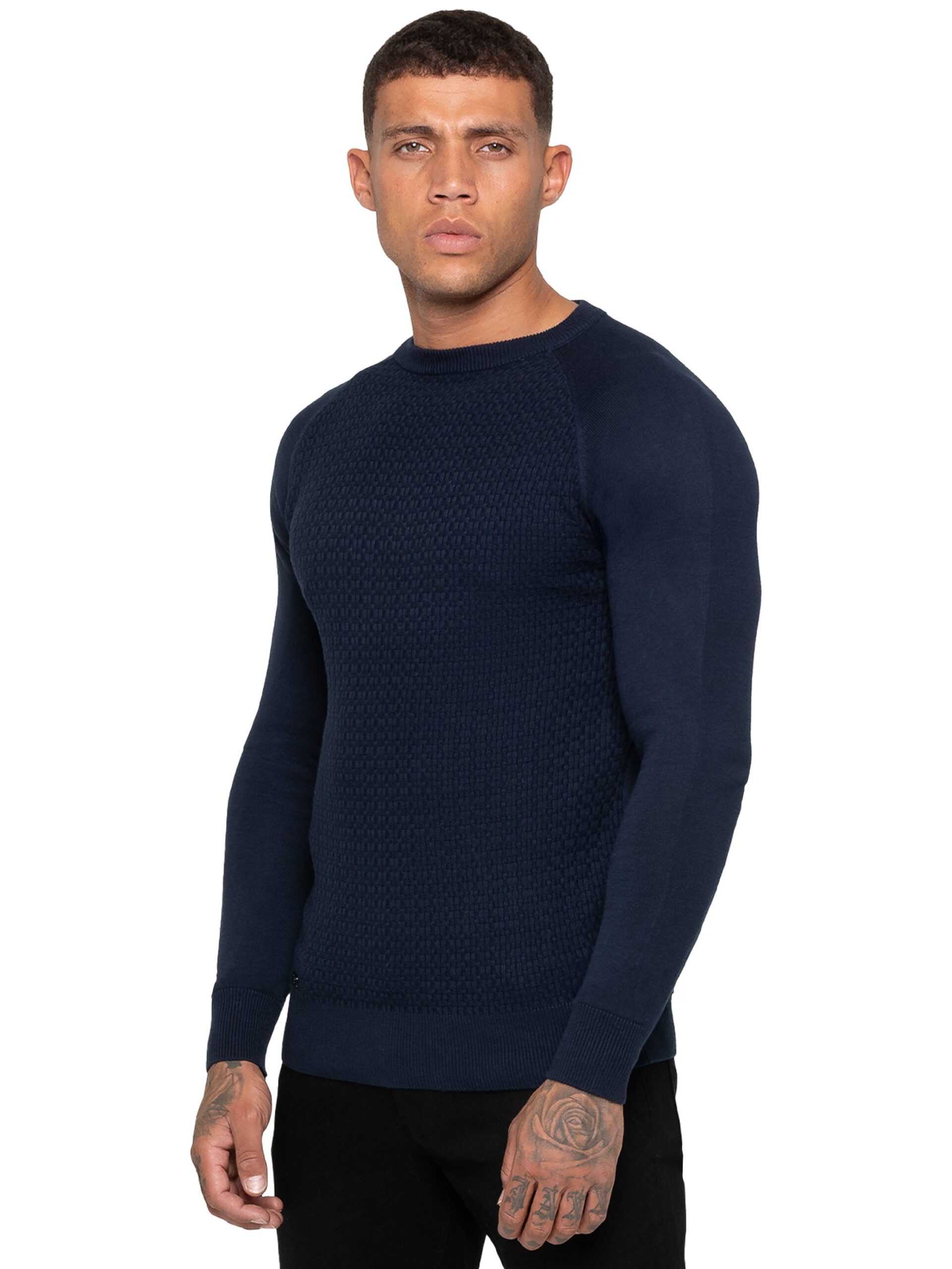 Enzo | Mens Crew Neck Knit Jumper - Navy / S