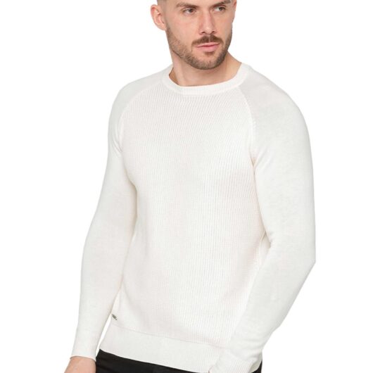 Enzo Milano | Mens Crew Neck Jumper - Ecru / S