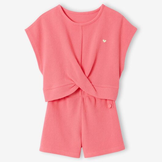 Fancy Knit T-Shirt & Shorts Set for Girls rose