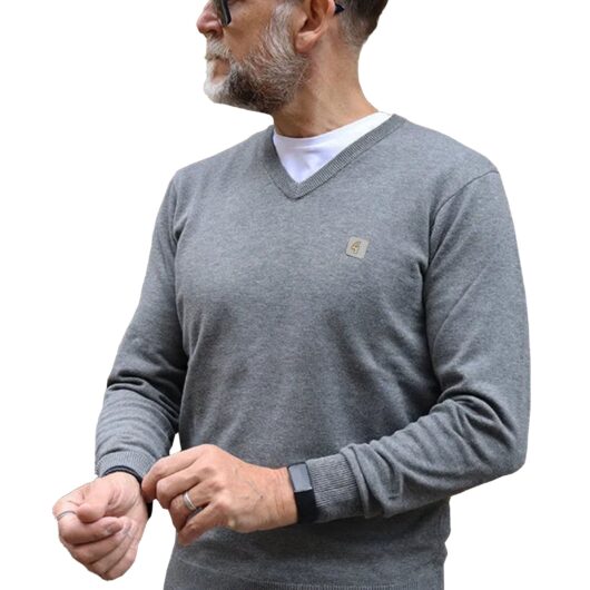Gabicci | Knitted V-Neck Jumper - Grey / S