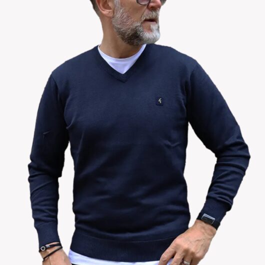 Gabicci | Knitted V-Neck Jumper - Navy / S
