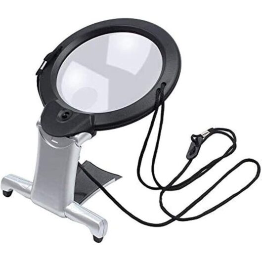 Giant magnifying glass with led lamp, hands-free reading magnifier for neck and office