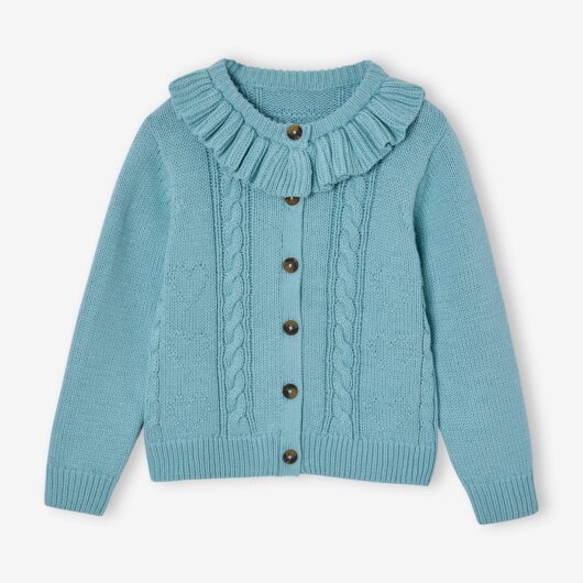 Girl's ruffled cardigan sky blue