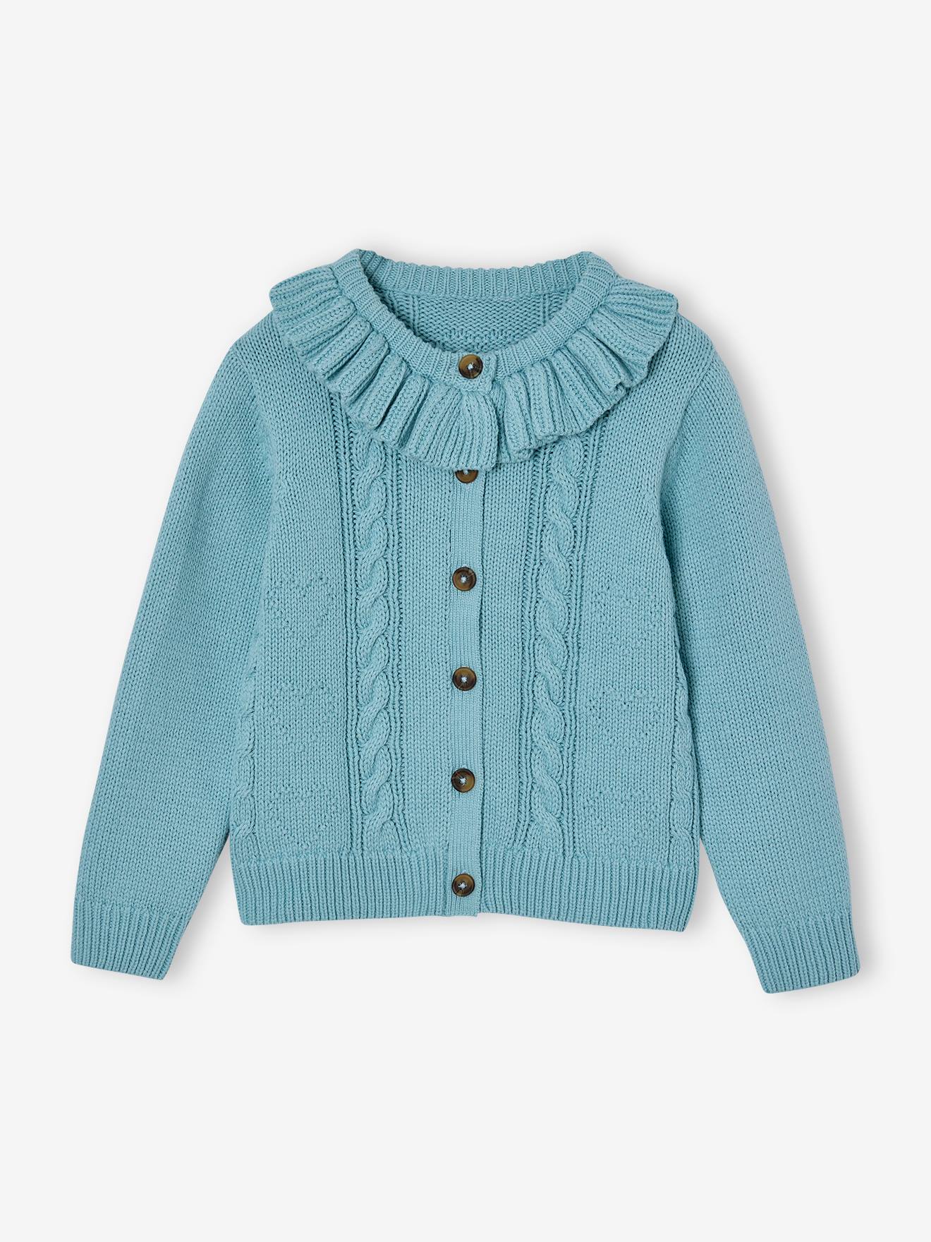Girl's ruffled cardigan sky blue