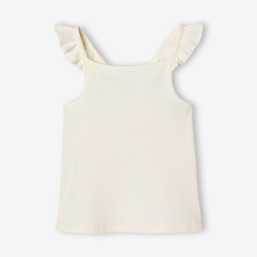 Girl's tank top with frilled straps ecru