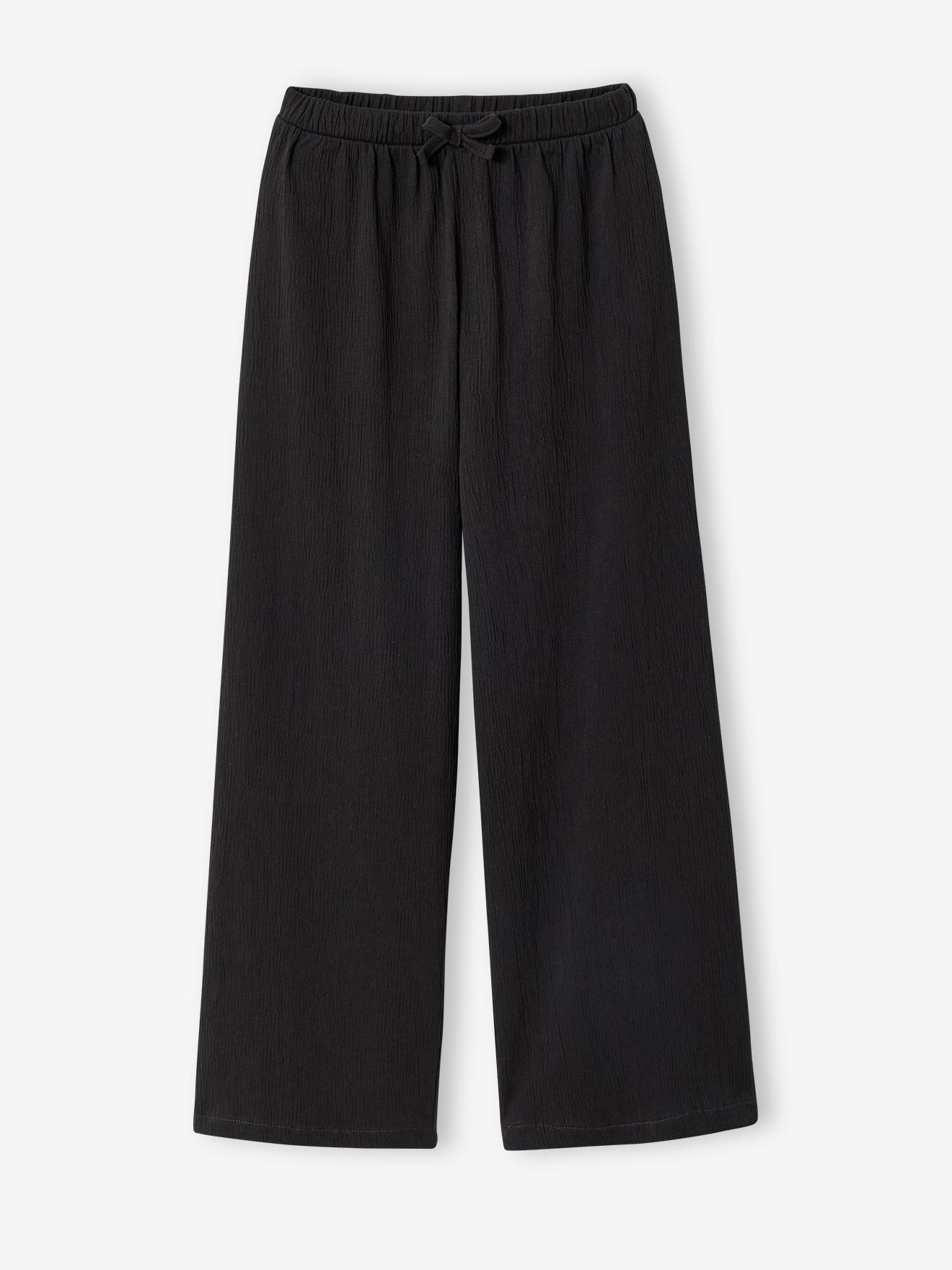 Girl's wide-leg knitted trousers anthracite