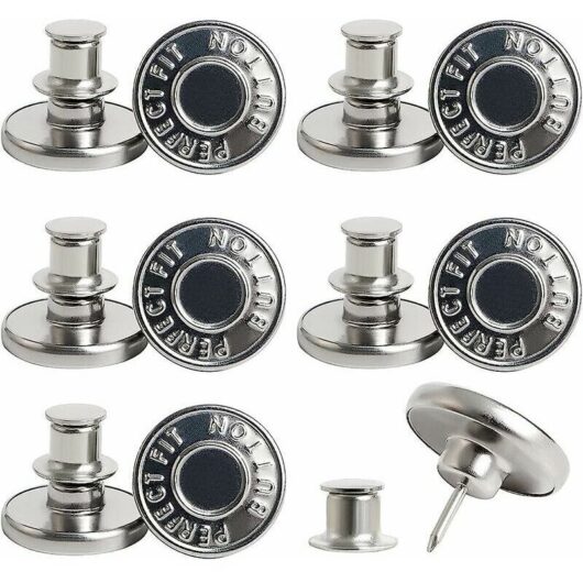 Gotrays - 10 Pieces Jeans Buttons Metal Button diy No Sew Removable Jean Pants Button for Repairing Clothes, Denims, Jackets, Skirts, Plain Metal