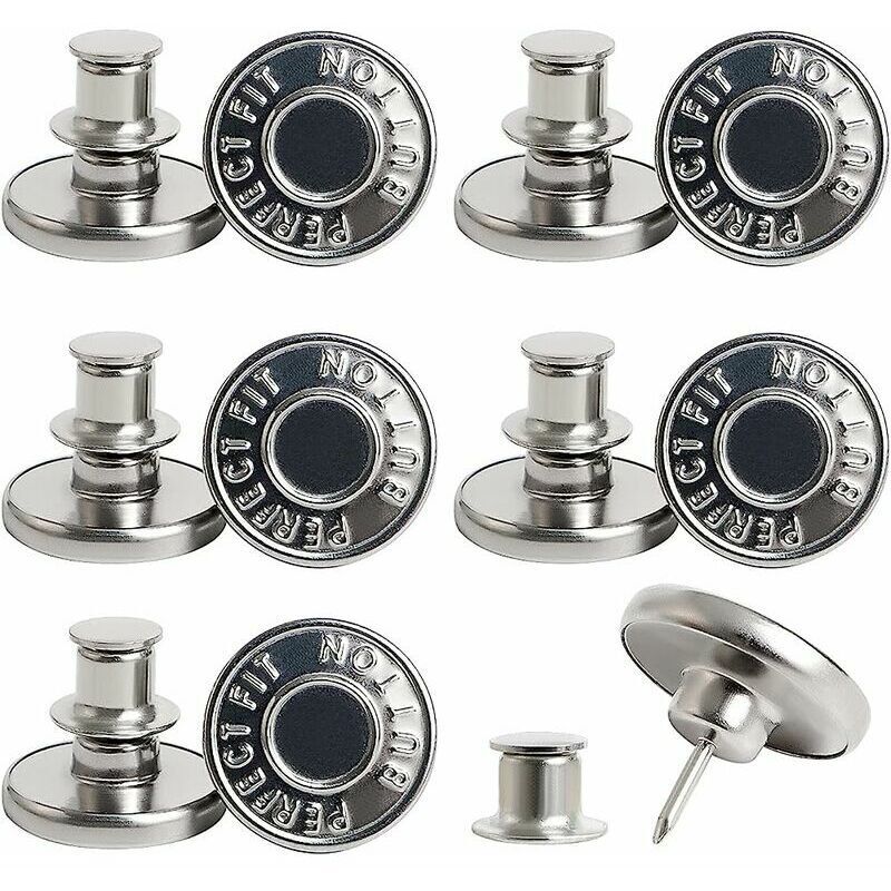 Gotrays - 10 Pieces Jeans Buttons Metal Button diy No Sew Removable Jean Pants Button for Repairing Clothes, Denims, Jackets, Skirts, Plain Metal