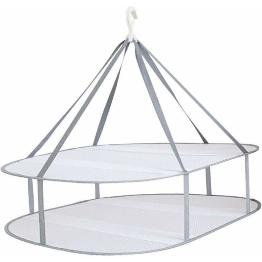 Gotrays - Hanging Sweater Drying Rack, 2 Tier Foldable Mesh Hanger for Sweater, Delicates and Swimsuit