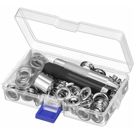 Grommet Eyelet Kit, 12 mm Eyelet Tool Set, Metal Eyelet Sets, 100 Set Eyelet Kit for Tarpaulins, Sewing, Canvas, Tarpaulin, Tent Repair, 1/2 Inch